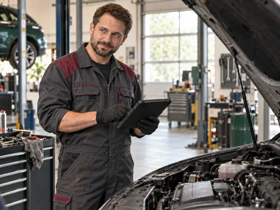 Spécialiste automobile en diagnostic dans un atelier